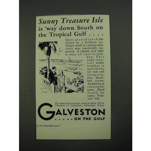 1931 Galveston Texas Ad - Sunny Treasure Isle