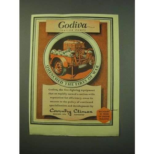 1953 Coventry Climax Godiva Trailer Pumps Ad - Quenched the Fires of War