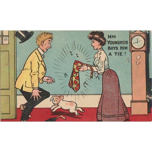 GB 1909 Mrs Younghub Buys Him a Tie comic by Valentines see other listings