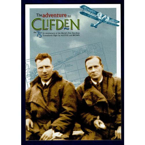 COMMEMORATIVE POSTCARD 75TH ANNIV ALCOCK & BROWN TRANSATLANTIC FLIGHT VGC UNUSED