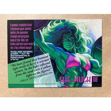 Marvel Masterpieces 1994 Base trading Card # 108 She-Hulk (B) Fleer