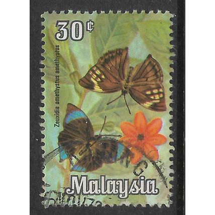 MALAYSIA 1970 BUTTERFLIES 30c ZEUXIDIA AMETHYSTUS SG 65 FINE USED#2