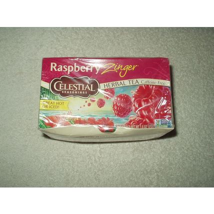 celestial seasonings rasberry zinger herbal tea 20 ea. sealed best by 4/21/22