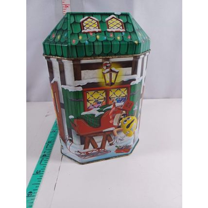 M&M'S TIN SANTA'S WOR\KSHOP #10 ~ CHRISTMAS VILLAGE ~ 1999 used empty