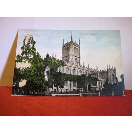 CHURCH, CALNE, WILTSHIRE used antique postcard.. nice 1908 Calne postmark #