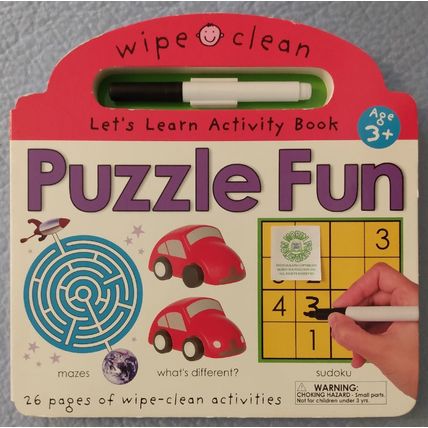 PUZZLE FUN 26 PAGES OF WIPE CLEAN GAMES & ACTIVITIES CONNECT DOTS MAZE SUDOKU +