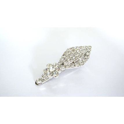 Small clear crystal oval flower alligator hair clip for fine thin hair