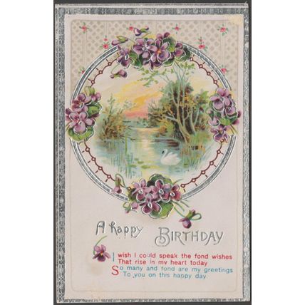 A Happy Birthday, c.1920 - Embossed Greetings Postcard