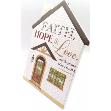 Faith, Hope & Love Plaque 1 Cor 13:13 Freestanding Wall Hanging Porcelain 20 CM