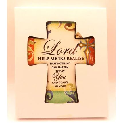 Lord Cross Shaped with Verse Plaque Porcelain Freestanding Christianity Gift
