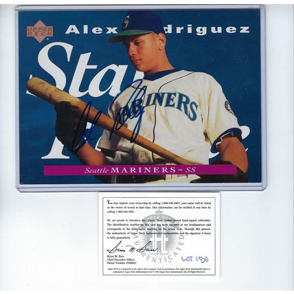 ALEX RODRIGUEZ. 1995 UPPER DECK .. CERTIFIED AUTOGRAPHED CARD