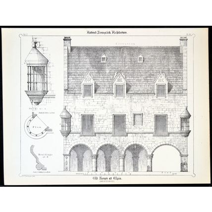 OLD HOUSE AT ELGIN 1890 Francis Thomas Dollman LITHOGRAPH #36