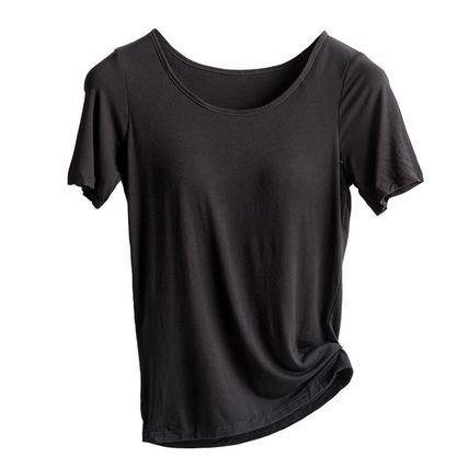 Women's Relaxed Fit Short Sleeve Shirts T-Shirt w/Built in Cup Shelf Bra Run Sm