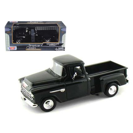 1955 Chevrolet 5100 Stepside Pickup Truck Black 1/24 Diecast Car Model by Mot...
