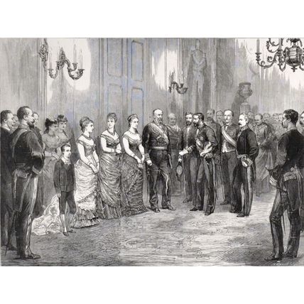 BETROTHAL OF THE KING OF SPAIN 1878 Horace Harral VICTORIAN ENGRAVING
