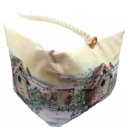 Winter Robins Door Stop Fabric 30 CM With Rope Handle Gift Home Decor Door