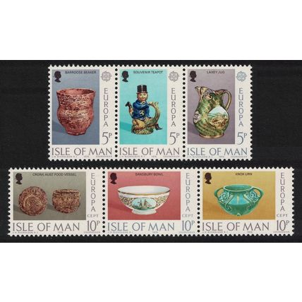 Isle of Man Europa Ceramic Art 6v in strips 1976 MNH SG#84-89 Sc#86-91