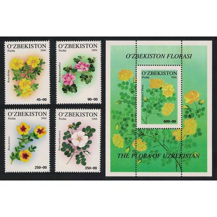 Uzbekistan Roses Flowers 4v+MS 2006 MNH SG#578-MS582
