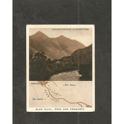 Churchman Holidays in Britain Map 1937 Wales #46 Glen Shiel Ross & Cromarty