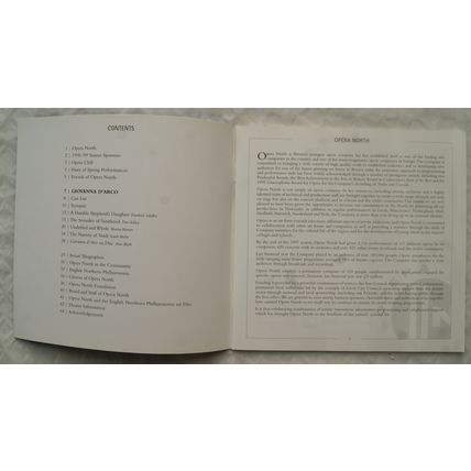 1998 programme Opera North, Joan of Arc, Leeds, Manchester, Nottingham Newcastle