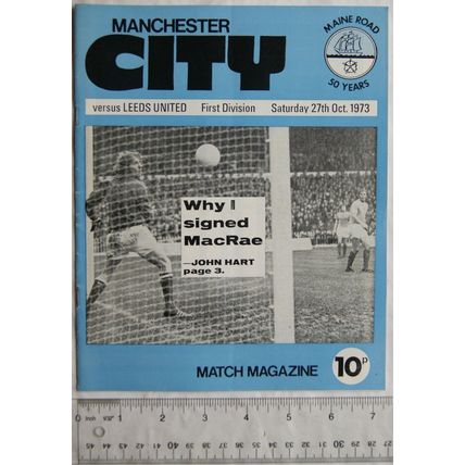 1973 programme Manchester City v. Leeds United