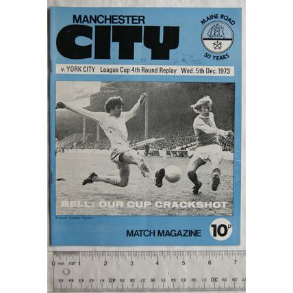 1973 programme Manchester City v. York City, League Cup 4th Round Replay