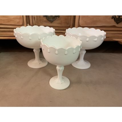 Lot of 3 Vintage Milk Glass Vases