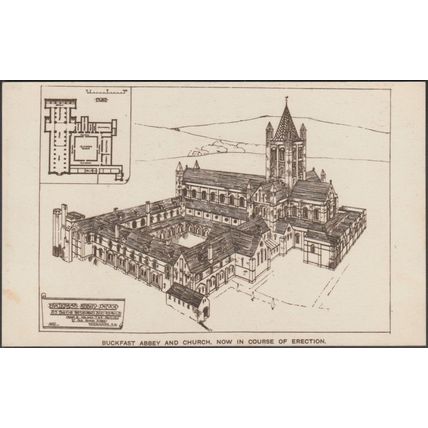 Buckfast Abbey and Church, In Course of Erection, Devon, c.1910 - Thill Postcard