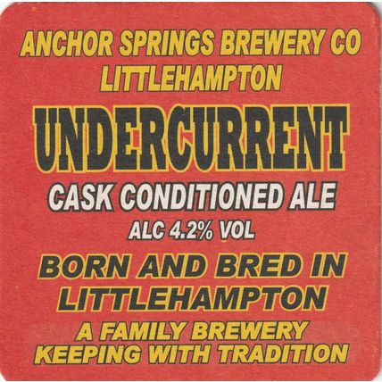 BEER MAT - ANCHOR SPRINGS BREWERY - UNDERCURRENT - (Cat No 003) - (2011)