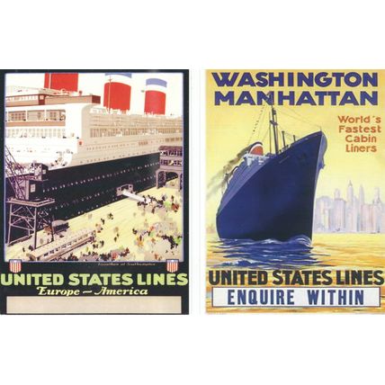 MARITIME ADVERTISING UNITED STATES LINE 2 POSTCARDS