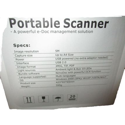Portable Scanner Model DPS2500L NimoDoc With Powerful OCR Function