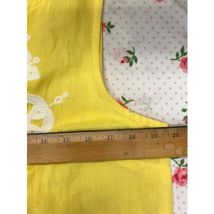 Soft Surroundings Daydream Embroidered Linen Blend Maxi Dress Pocket Yellow Sz.M