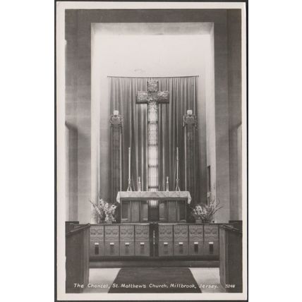 The Chancel, St Matthew's Church, Millbrook, Jersey, c.1950s - RA Series RPPC