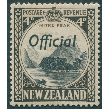 New Zealand 1942 4d black & sepia Perf 14x14½ Official SGO126c MNH