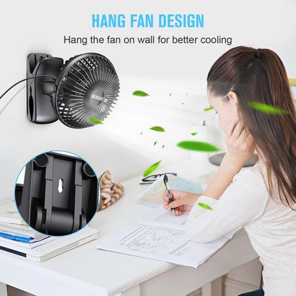 BESKAR Small Clip on Fan, 3 Speeds USB Fans with Strong Airflow, Clip & Desk Fan