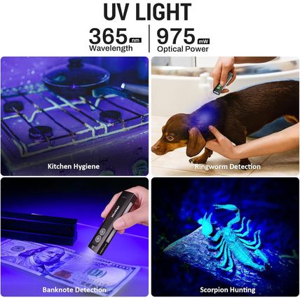 Wurkkos HD01 UV Flashlight, Rechargeable EDC Flashlight, Led Flashlight with 365