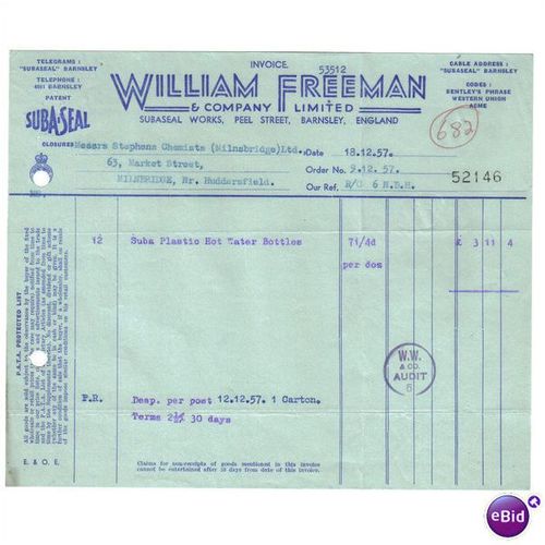 1957 WILLIAM FREEMAN & CO LTD SUBASEAL WORKS BARNSLEY
