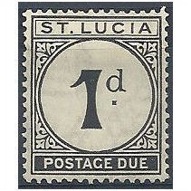 St. Lucia 1933 D3 1d Black Postage Due Mounted Mint.