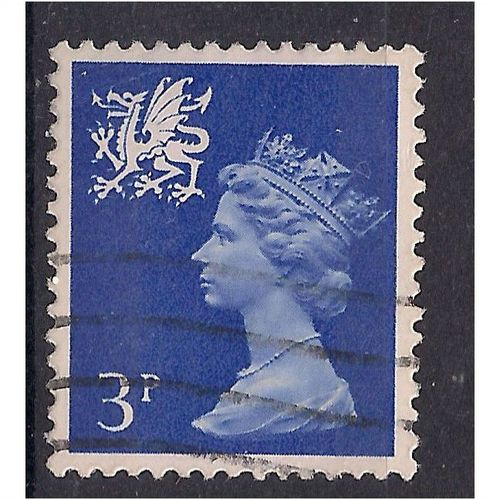 Wales GB 1971 - 93 3p Blue 2 x bands Machin SG W14.(R762 )