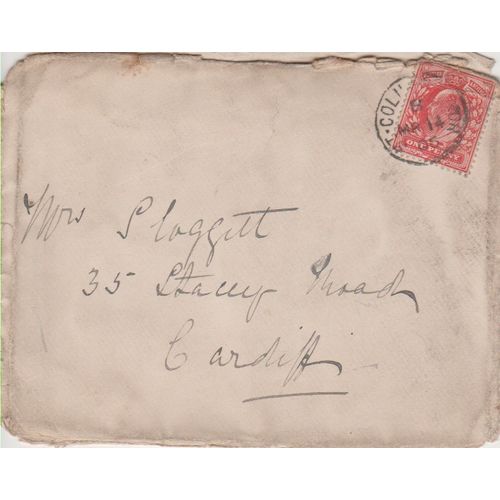 GB 1905 cover St Columb Minor to Cardiff with nice EdVII 1d stamp see rest