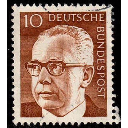Germany 1970 Bundespost Gustav Heinemann 10Pfg Used Stamp.