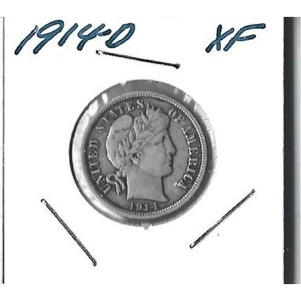 1914-D US Silver Barber Dime XF Grey Sheet $24.00