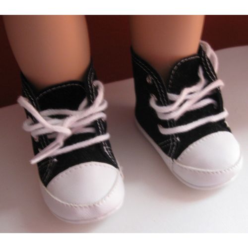 Black & White Doll Hi-Top Shoes with lace closure, Fits 18" American Girl Doll