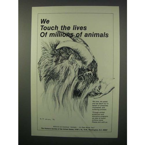 1981 Humane Society Ad - Touch the Lives of Animals