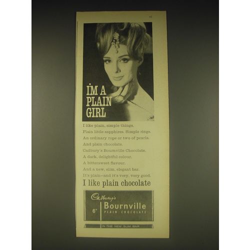 1962 Cadbury's Bournville Chocolate Ad - I'm a plain girl