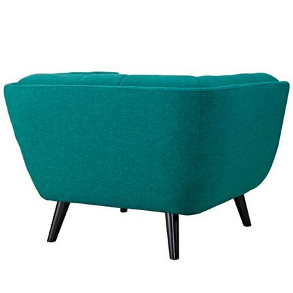 Mid-Century Lounge Arm Chair & Ottoman Tufted Fabric Ottoman Gray, Teal, Blue