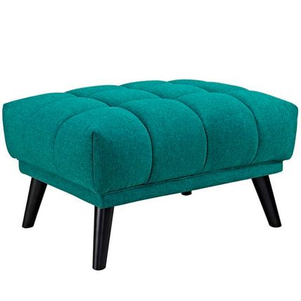 Mid-Century Lounge Arm Chair & Ottoman Tufted Fabric Ottoman Gray, Teal, Blue
