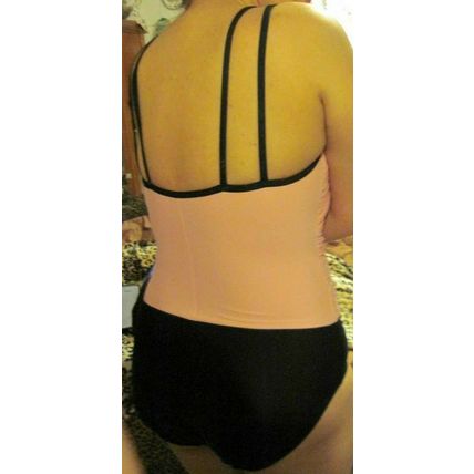 Tropical Escape 10 Pink Black One Piece Bathing Swim Suit Spandex Nylon Ruched