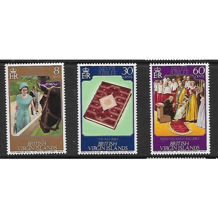 BRITISH VIRGIN ISLANDS 1977 SILVER JUBILEE 3 VALS SG364 /366 M MINT