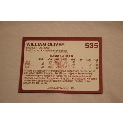 William Oliver 1989 Collegiate Collection Alabama's Finest NO. 535